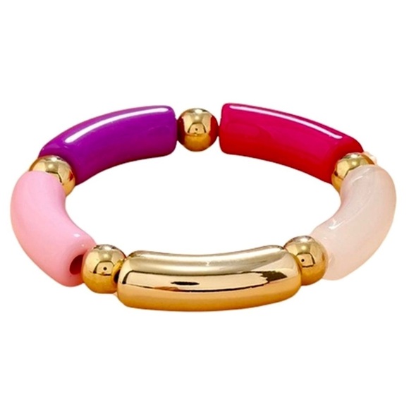CHUNKY ACRYLIC STRETCH BRACELETS - Picture 1 of 4